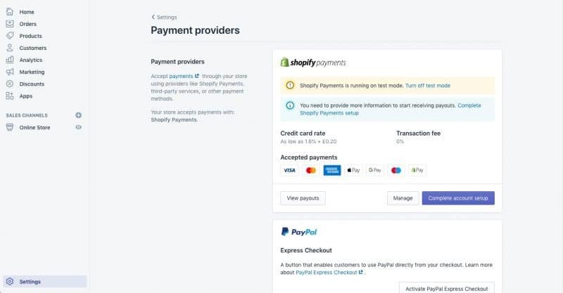 Shopify Payment Provider Payment Setup